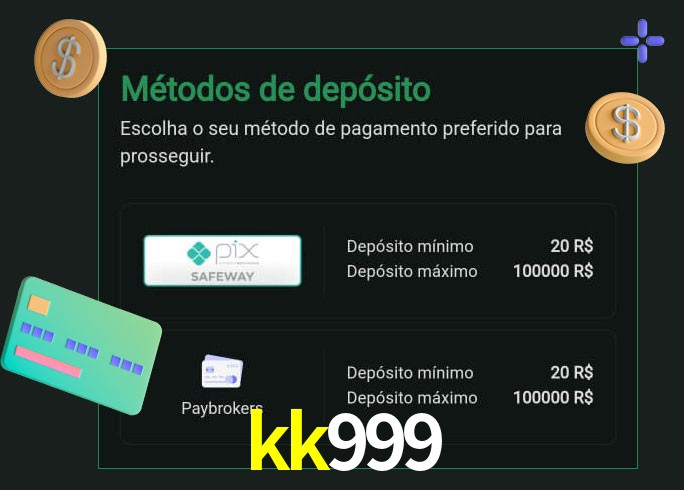 O cassino kk999 oferece uma grande variedade de métodos de pagamento